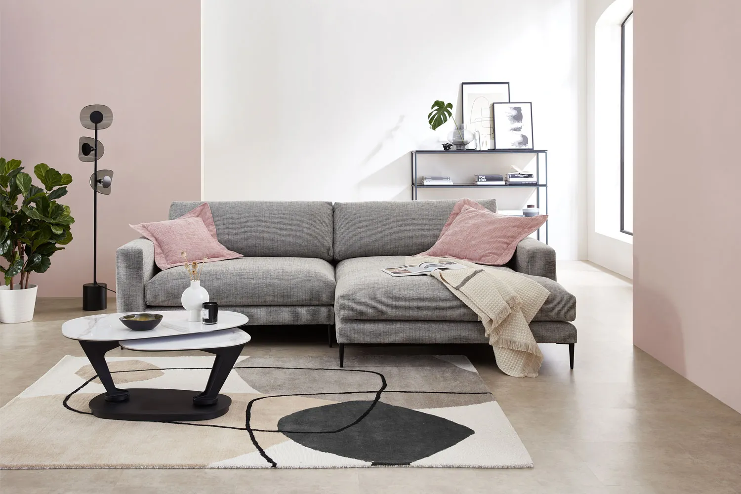 Schönes Sofa in sold L-Form Anthrazit Stoff Gepflegt